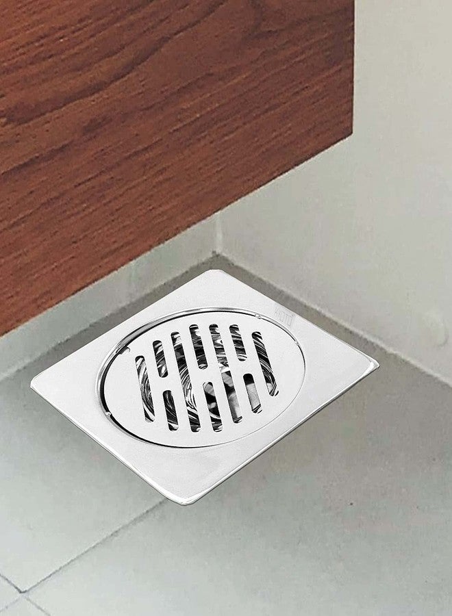 KYOTO (Lining) Square Lock Grating Stainless Steel Floor Drain Plain (5 INCH) with Chrome Finish Water Drain Cover/Jali/Floor Trap/Floor Grating for Bathroom & Kitchen (Pack of 2) - Image 5